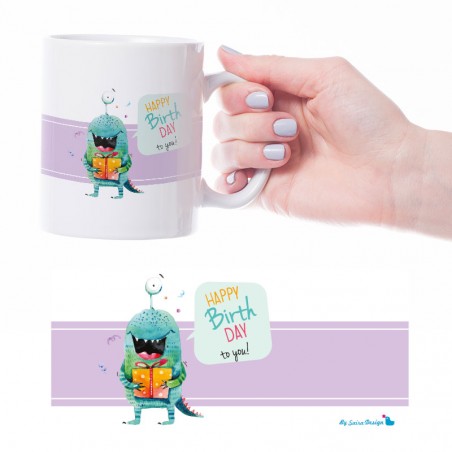 Taza Felicidades Monstruo Azul