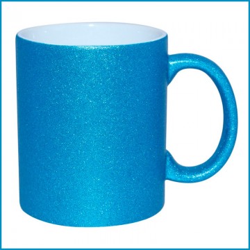Personaliza Taza Brillo Purpurina color azul