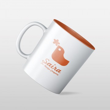 Taza con interior de color naranja