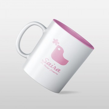 Taza con interior de color rosa